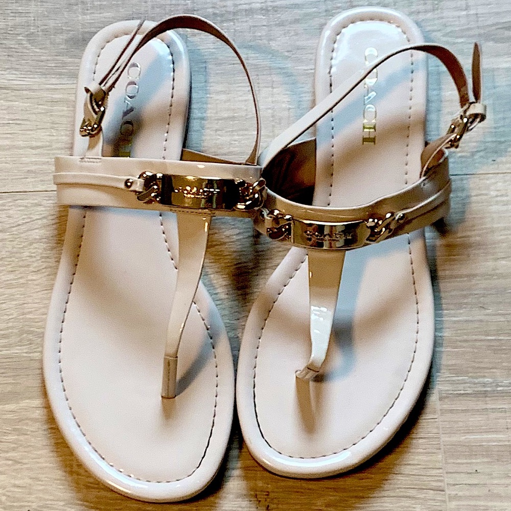 Coach Caterine Patent Leather T-strap Sandal